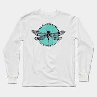 Dragonfly with green background Long Sleeve T-Shirt